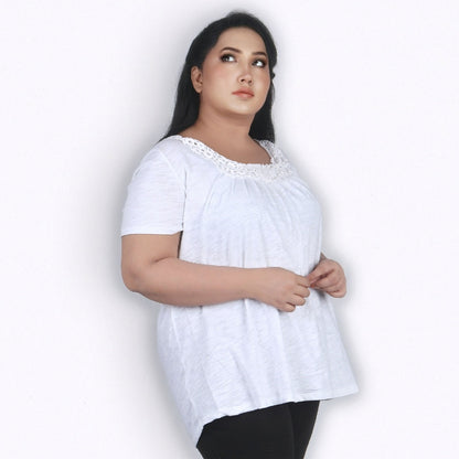 Plus Size Women Crochet Neck Tunic PSW-4654