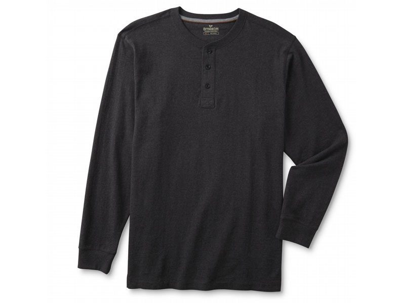 Black Long Sleeve Henley T-Shirt PSM-526 | Plus Size Clothing in Pakistan