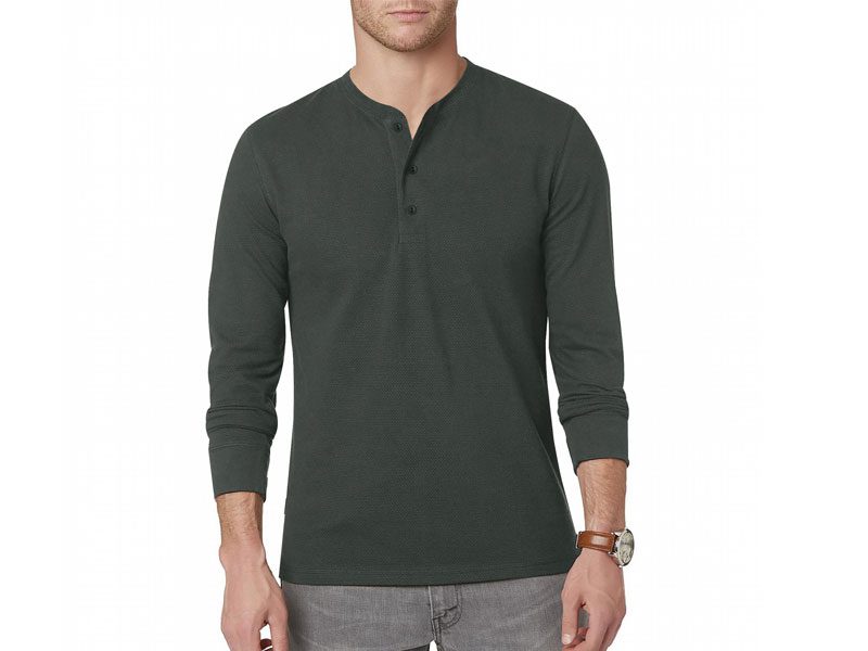 Olive Green Big Size Thermal Henley Shirt PSM-521 | Plus Size Clothing ...