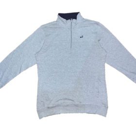 Grey Plus Size Half Zipper Sweat Shirt PSW-1164