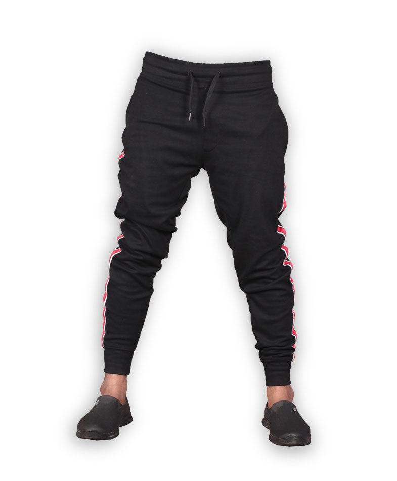 black red stripe joggers