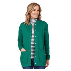 Green Fleece Plus Size Women Cardigan Sweater PSW-3868