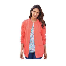 Coral Splash Fleece Plus Size Women Cardigan Sweater PSW-3867
