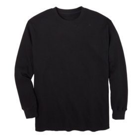 Black Big & Tall Waffle Knit Thermal Crewneck T-Shirt PSM-3877
