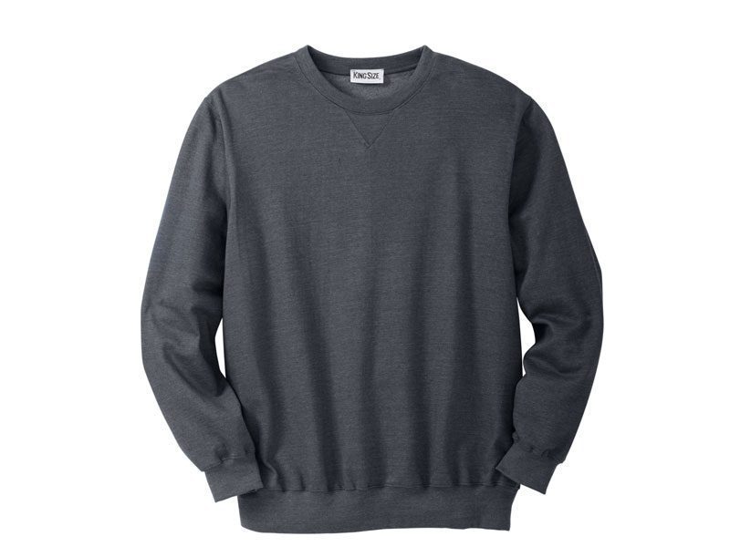 Charcoal Fleece Big & Tall Crewneck Sweatshirt PSM-3887 | Plus Size ...