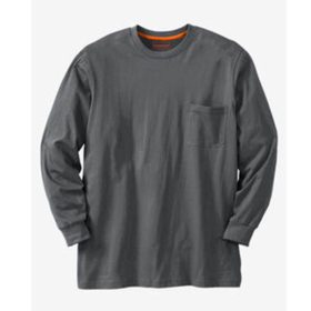 Grey Big & Tall Long Sleeve T-Shirt PSM-3926