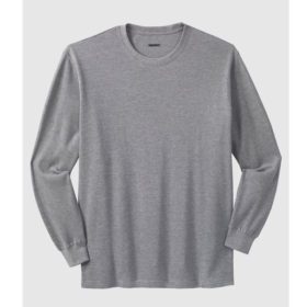 Grey Waffle Knit Thermal Crewneck T-Shirt PSM-3875