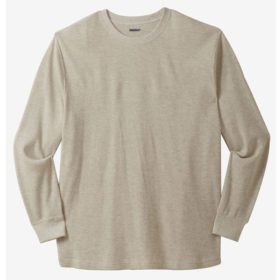 Heather Oatmeal Waffle Knit Thermal Crewneck T-Shirt PSM-3862