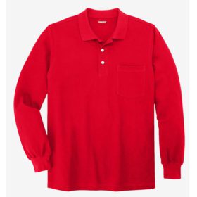 Red Big & Tall Long Sleeve Pique Polo Shirt PSM-3917
