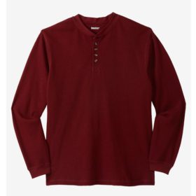 Rich Burgundy Waffle Knit Thermal Henley T-Shirt PSM-3854