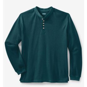 Heather Teal Waffle Knit Thermal Henley T-Shirt PSM-3861