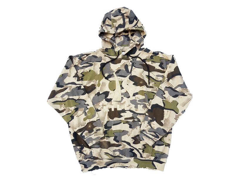 Camo Distressed Fleece Big Size Hoodie PSM-4116 | Plus Size Clothing in ...