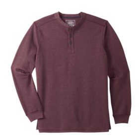 Heather Russet Ribbed Knit Henley T-Shirt PSM-4161