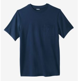 Navy Blue Big Size Pocket Crewneck T-Shirt PSM-7447