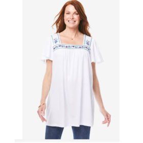 White Embroidered Women's Plus Size Tunic PSW-4866
