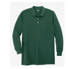 Hunter Green Big & Tall Long Sleeve Polo Shirt PSM-4346