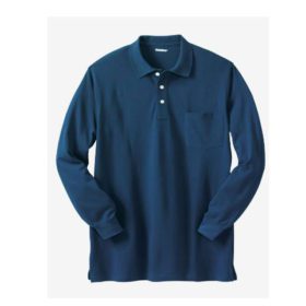 Navy Blue Big & Tall Long Sleeve Polo Shirt PSM-4348