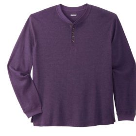 Purple Waffle Knit Thermal Henley T-Shirt PSM-4179
