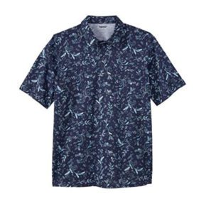 Navy Blue Paisley Big & Tall Pocket Golf Polo Shirt PSM-4377