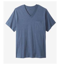 Slate Blue Big & Tall Pocket V Neck T-Shirt PSM-4389