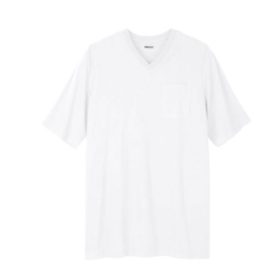 White Big & Tall V Neck Pocket T-Shirt PSM-4379