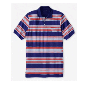 Heather Grey Stripe Pique Big Size Pocket Polo Shirt PSM-4516