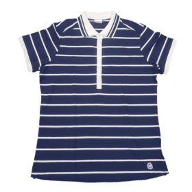 Navy Blue White Striped Polo Blouse for Women PSW-4450