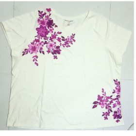 White Floral Printed Plus Size Women T-Shirt PSW-4682