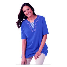 Blue Embroidered Layered-Look Tunic PSW-4780