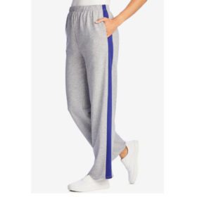 Heather Grey Side Stripe Cotton French Terry Straight Leg Pant PSW-4777