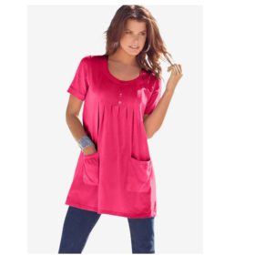 Pink Burst Plus Size Women Two Pocket Soft Knit Tunic PSW-4789