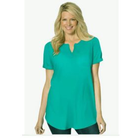 Mint Green Notch Neck Short Sleeve T-Shirt PSW-4884