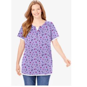 Soft Iris Ditsy Floral Layered Look T-shirt PSW-4871