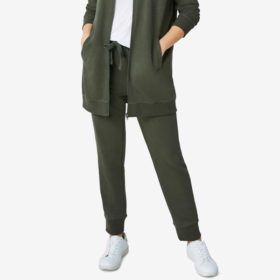 Deep Olive French Terry Plus Size Women Sweatpants PSW-5032