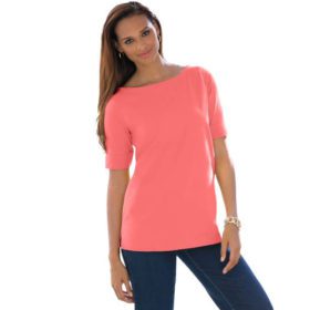 Peach Plus Size Women Cuffed T-Shirt PSW-4953