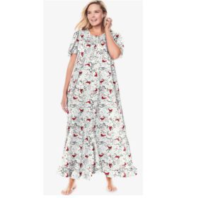 Red Cardinals Long Floral Print Cotton Gown PSW-5048