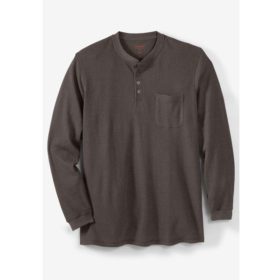 Brown Waffle Knit Pocket Thermal Henley T-Shirt PSM-5096