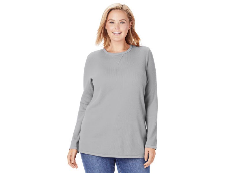 Grey Plus Size Women Thermal Sweatshirt | Plussize.pk