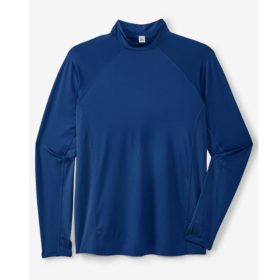 Midnight Navy Polyester Mock Neck Base Layer Long Sleeve T-Shirt PSM-5148