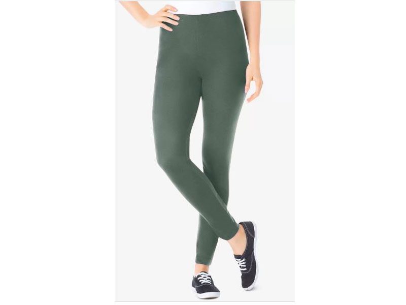 Pine Green Cotton Stretch Plus Size Women Legging