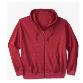 Red Waffle-Knit Big & Tall Thermal Zipper Hoodie PSM-5177