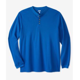 Royal Blue Waffle Knit Thermal Henley T-Shirt PSM-5101