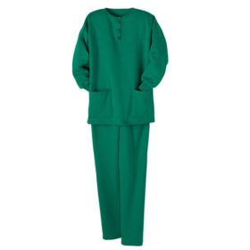 Green Fleece Henley Pajama Set PSW-5079