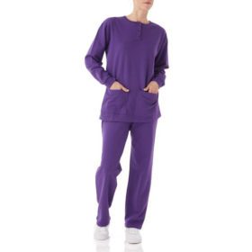 Purple Fleece Henley Pajama Set  PSW-5074