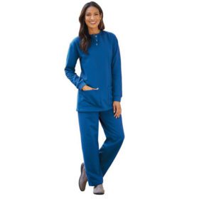 Royal blue Fleece Henley Pajama Set PSW-5078