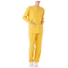 Yellow Fleece Henley Pajama Set PSW-5075