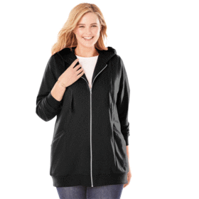 Plus Size Women Zip Front Tunic Sleeveless Hoodie PSW-5323