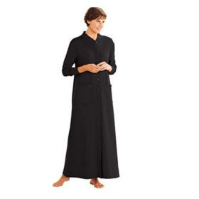 Black Fleece Plus Size Women Snap Front Long Robe PSW-5296