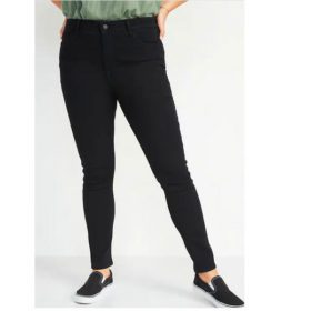 Black Plus Size Women High Waist Skinny Jeans PSW-5299