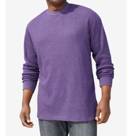 Purple Waffle Knit Thermal Crewneck T-Shirt PSM-5292